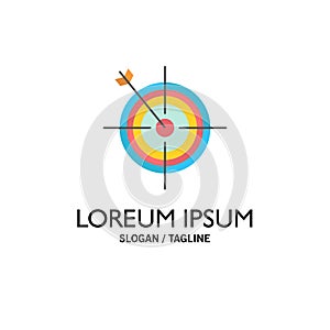 Focus, Board, Dart, Arrow, Target Business Logo Template. Flat Color