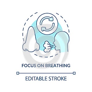 Focus on breathing turquoise concept icon