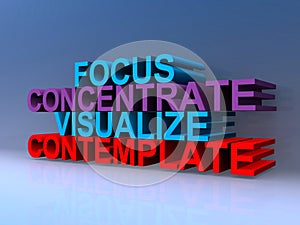 Focus concentrate visualize contemplate on blue