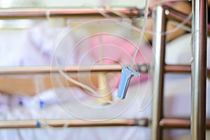 Focus on control rate IV saline solution drip for patient