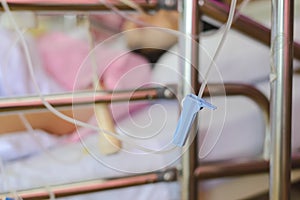 Focus on control rate IV saline solution drip for patient