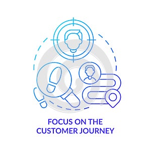 Focus on the customer journey blue gradient concept icon