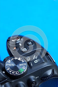 In focus DSLR camera Mode dial.