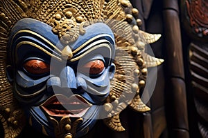 focus on the eyes of a dramatic balinese mask
