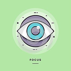 Focus, flat design thin line banner.