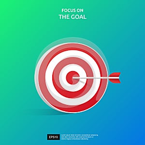 Focus on the goal icon. Success concept