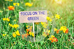 Focus on the green signboard photo
