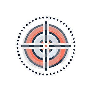 Color illustration icon for Focus, target and goal