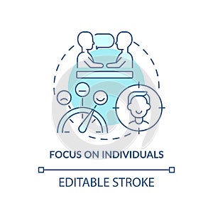 Focus on individuals turquoise concept icon