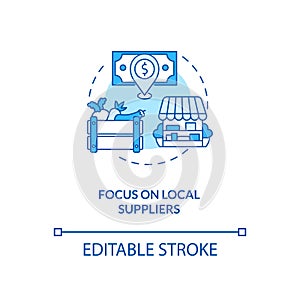 Focus on local suppliers concept icon
