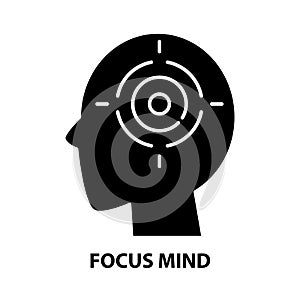 focus mind icon, black vector sign with editable strokes, concept illustration