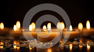 Focus on one lighted candle in front of many others. Generative AI