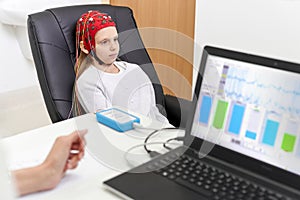 Focus on a patient during a biofeedback therapy