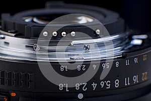 Focus ring of camera lens photo