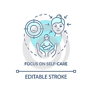 Focus on self care turquoise concept icon