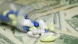 Focus shift pills on money - healthcare cost concept