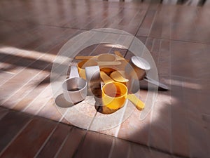 Focus stack of measuring spoon on the floor