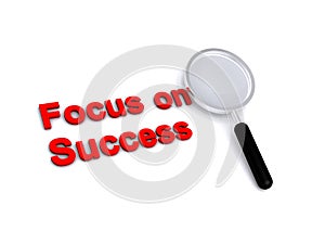 focus on succes on white photo