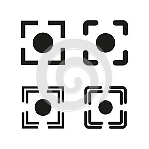 Focus target icons set. Precision aim symbol. Camera autofocus concept. Vector illustration. EPS 10.