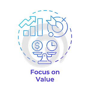Focus on value blue gradient concept icon