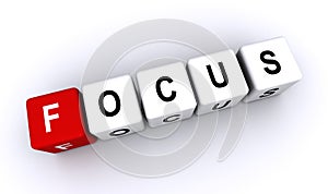 focus word block on white