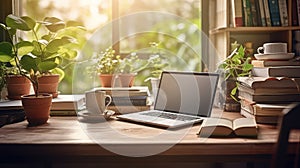 focus working on computer coffee