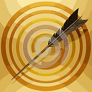 Focused Arrow Hitting Bullseye Target