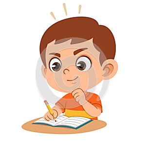 Focused Expression of Flat Boy Character