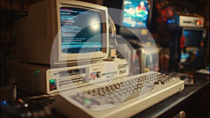 Focused medium frame capturing a nostalgic floppydisk writer actively programming USB boot files highlighting control