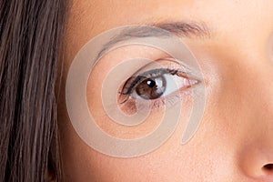 Focused on perfection - cosmetics. Closeup beauty shot of a womans face.