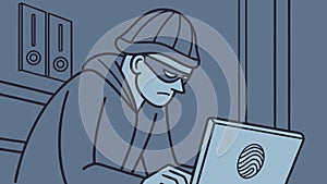 Focused programmer working on multiple computer screens. vector design Generative AI