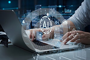 Focused Software Developer Working at Desk, Problem Solving, Coding, Technology, Innovation, Laptop, Office,