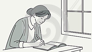 Focused Studying and Note-Taking, vector design Generative AI