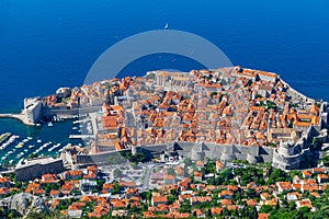 Focused view of Old Town Dubrovnik from Mt. Srd