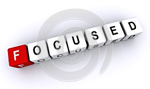 focused word block on white