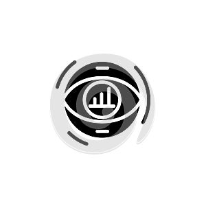 Focusing on revenue black icon concept. Focusing on revenue flat vector symbol, sign, illustration.