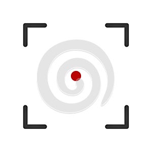focusing vector icon with red dot, simle vector illustration isolated on white background.