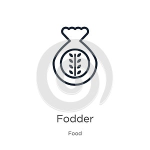 Fodder icon. Thin linear fodder outline icon isolated on white background from food collection. Line vector fodder sign, symbol