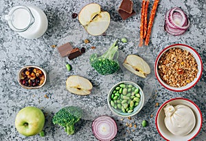 Fodmap diet concept. High fodmap ingredients