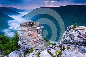 Fog in the Blackwater Canyon at sunset, seen from Lindy Point, B