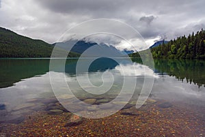 Fog and clouds at Bowman Lake