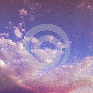 Fog and clouds on a vintage textured paper vector background, wi