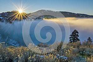 Fog coveres Boise Idaho during an inversion photo