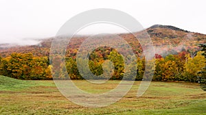 Fog covering a mountain in Stowe, Vt.