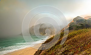 Fog Creeping in at Gray Whale Cove State Beach.