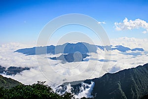 Fog from fansipan summit in sapa photo