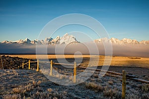 Fog in the Grand Teton mountain range