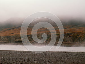 Fog lifts on the Horton River