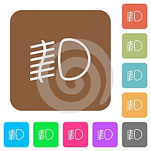 Fog lights rounded square flat icons