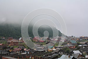 Fog in Listvyanka on Lake Baikal